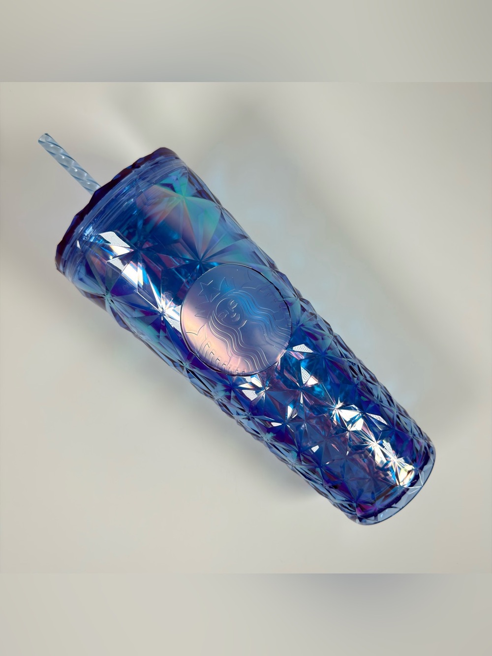 Starbucks Royal Blue Iridescent Diamond Prism Cold Cup Venti Tumbler 24 oz NWT